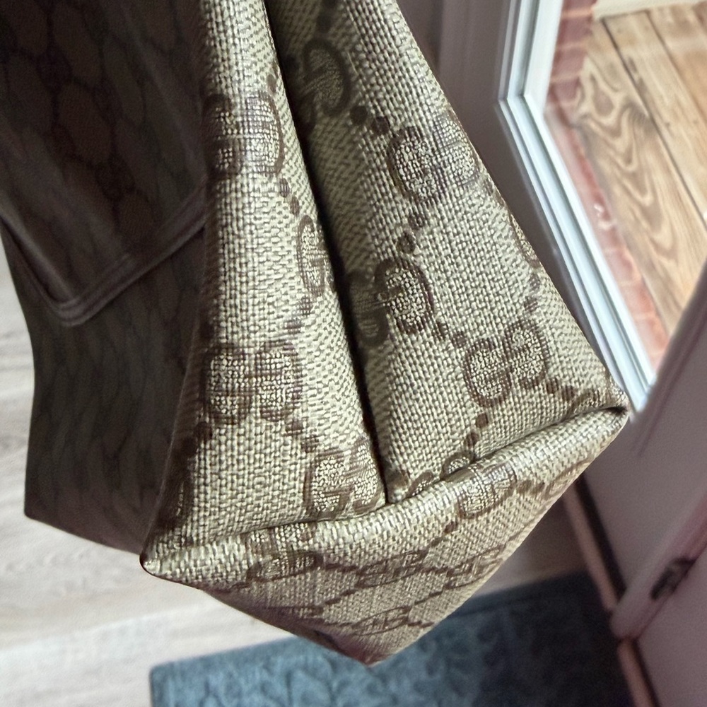 Gucci Beige Brown GG Canvas Tote with Green-Red Web Straps - Picture 6 of 7